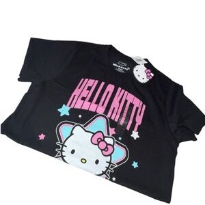 Hello Kitty Black Graphic Tee with Pink Logo